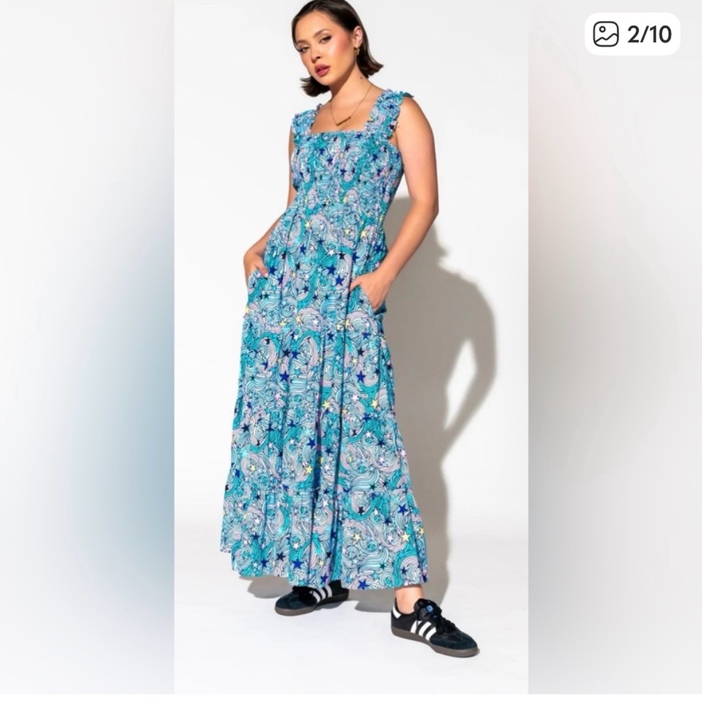 Dressed in LaLa Rulebreaker Smocked Blue Maxi Dress